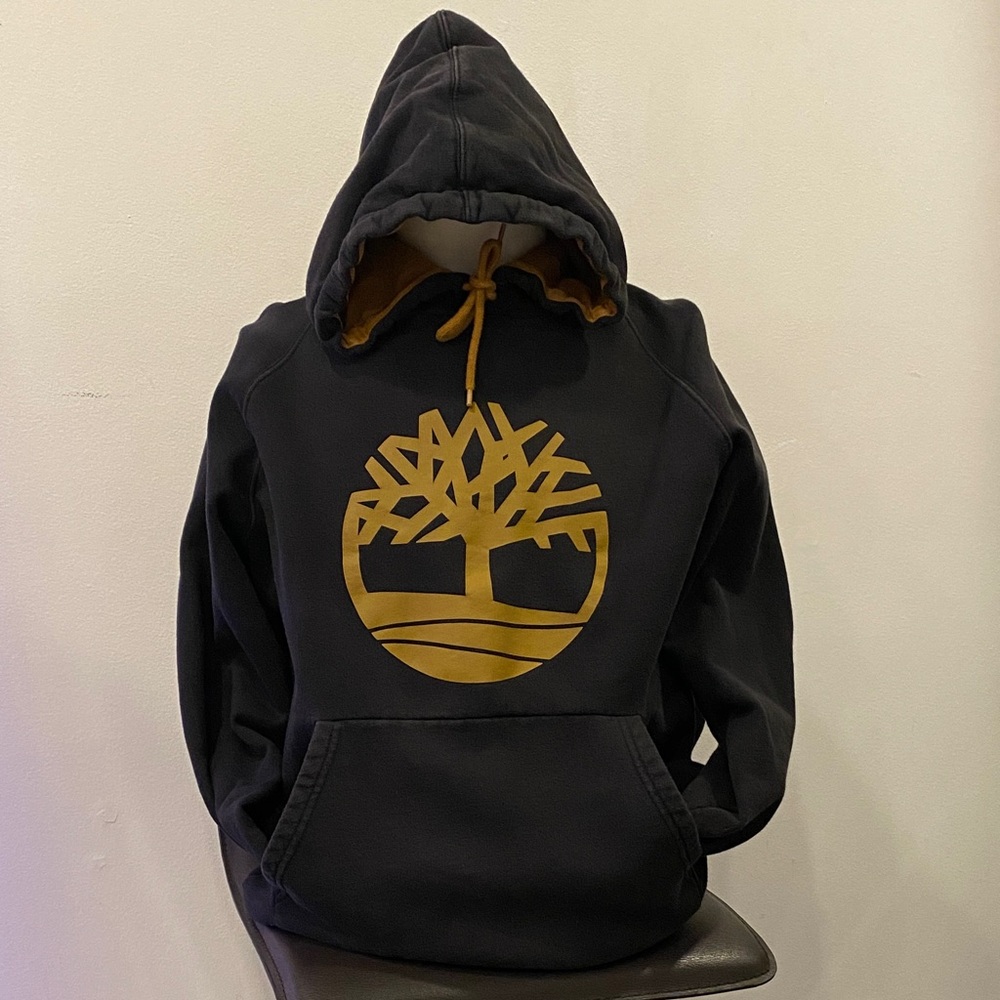 Timberland Black Hoodie with Gold Emblem